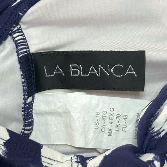 LA BLANCA Changing Tides Mio Swimsuit One Piece High Neck Keyhole Navy Blue 16 - Picture 10 of 13